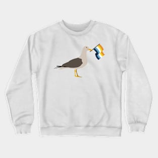 Seagull Holding Aroace Pride Flag Crewneck Sweatshirt